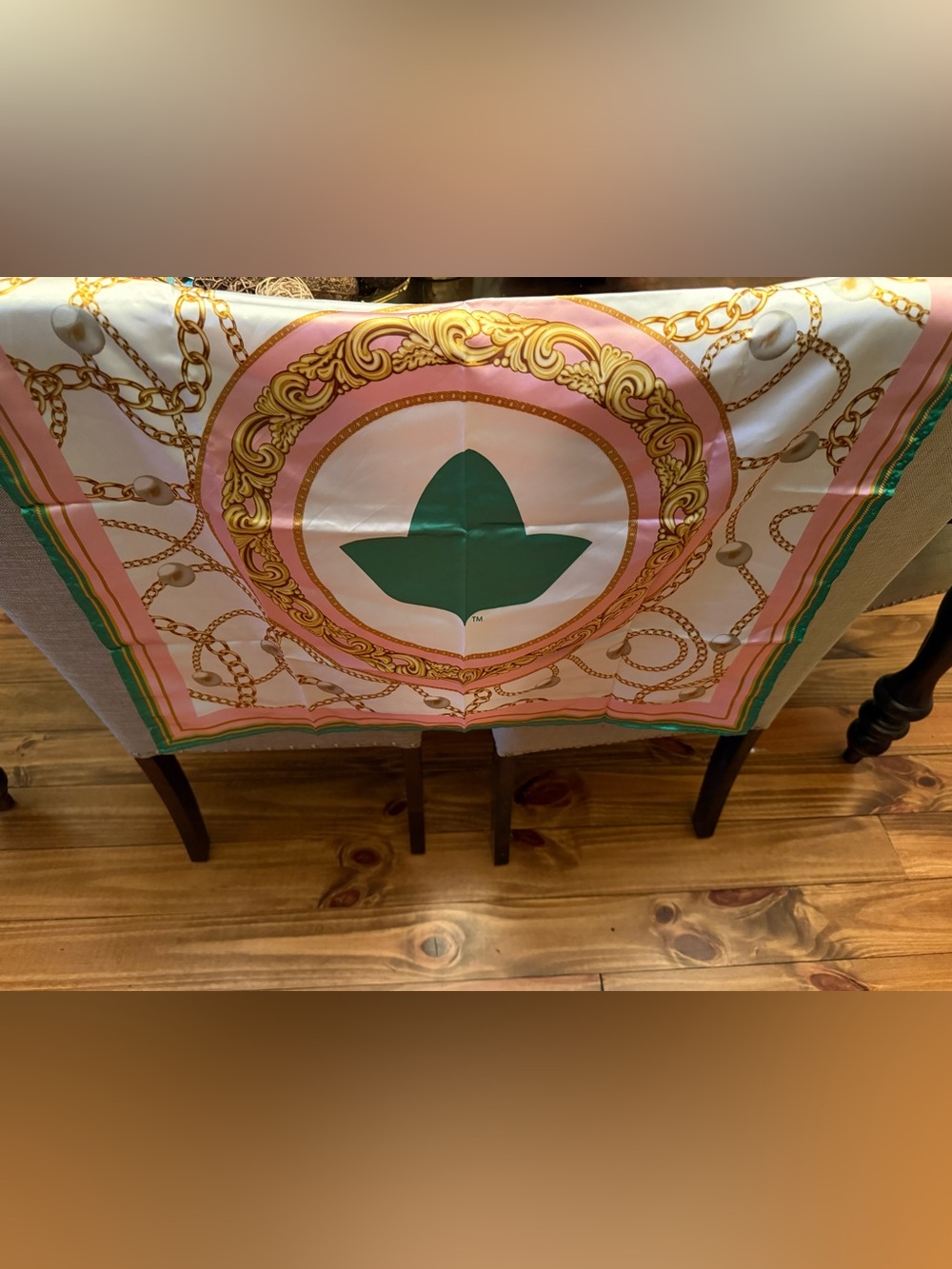 AKA Luxury Pink & Green Decorative scarf  - Branded Signature Motif